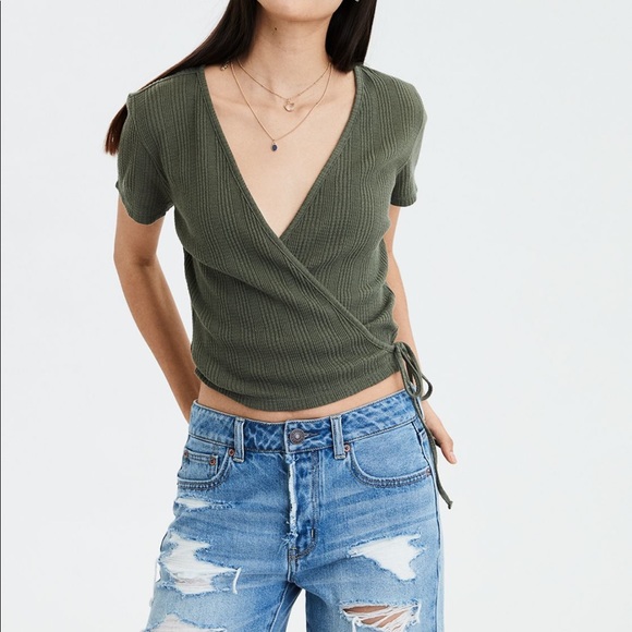 NWOT American Eagle Wrap Front Top - Picture 6 of 6